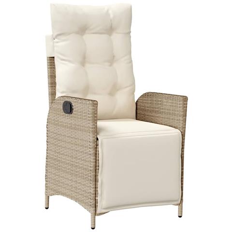 Sedia Reclinabile da Giardino con Poggiapiedi Beige Polyrattan - Foto 1