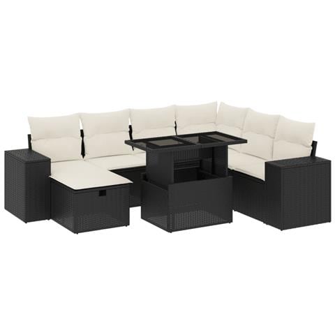 Set Divani da Giardino con Cuscini 8 pz Nero in Polyrattan - Foto 1