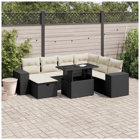 Set Divani da Giardino con Cuscini 8 pz Nero in Polyrattan - Foto 2