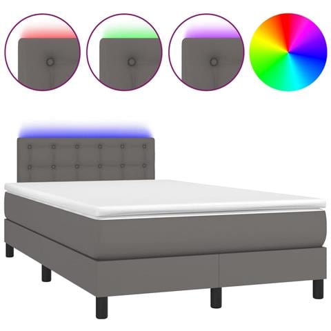 Giroletto Molle con Materasso e LED Grigio 120x200cm Similpelle - Foto 1