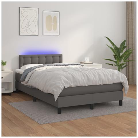 Giroletto Molle con Materasso e LED Grigio 120x200cm Similpelle - Foto 2