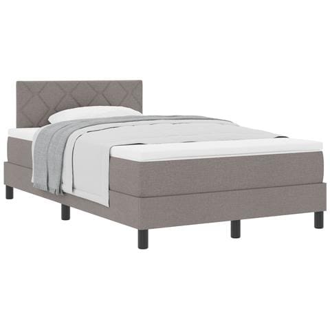 Letto Box Spring con Materasso Taupe 120x190 cm Tessuto - Foto 1