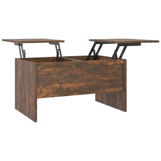 Tavolino Da Salotto VidaXL 80x50x42,5 Cm – Rovere Fumé – Legno Multistrato, Alzabile Con Vano Nascosto
