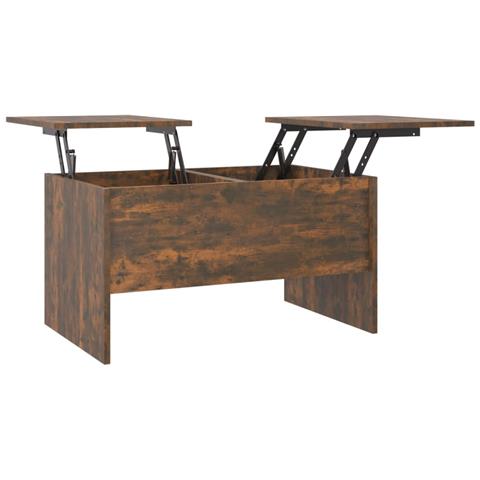 Tavolino Da Salotto VidaXL 80x50x42,5 Cm – Rovere Fumé – Legno Multistrato, Alzabile Con Vano Nascosto