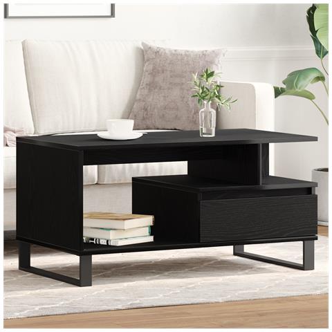 Tavolino da caffè  Nero Rovere 90x49x45 cm Legno ingegnerizzato - Foto 2