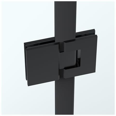 Box Doccia Angolare 80x80 Cm Apertura Due Ante Battenti H200 Cm Cristalli Trasparente 6 Mm Profilo Nero Opaco Gioia - Foto 2