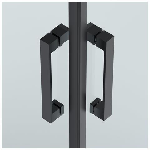 Box Doccia Angolare 80x80 Cm Apertura Due Ante Battenti H200 Cm Cristalli Trasparente 6 Mm Profilo Nero Opaco Gioia - Foto 5
