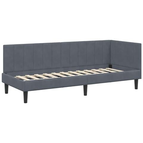 Cornice del letto ad angolo Grigio scuro 80 x 200 cm Velluto - Foto 1