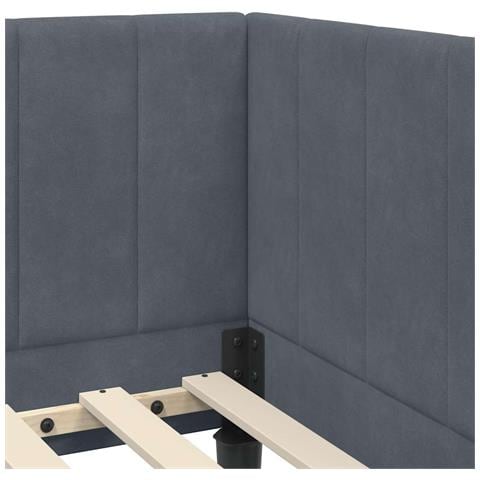 Cornice del letto ad angolo Grigio scuro 80 x 200 cm Velluto - Foto 9