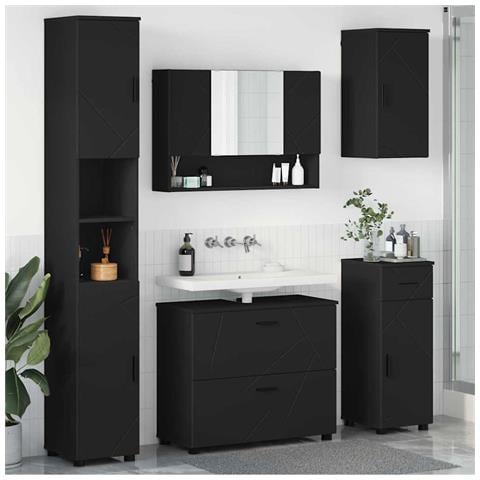 Set di mobili per il bagno 5 pcs Nero 30 x 35 x 192 cm - Foto 2