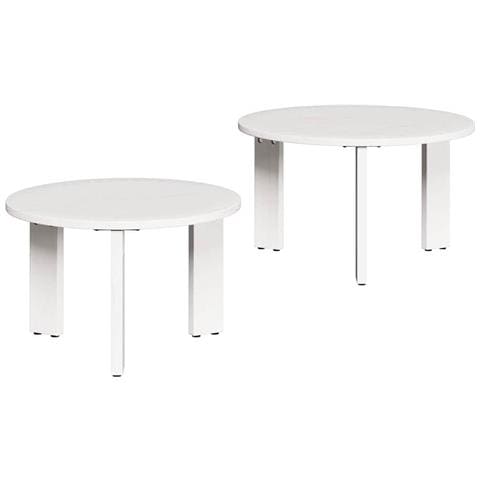 Tavolino da salotto 2 pcs Bianco 47.5 x 47.5 x 27 cm - Foto 1