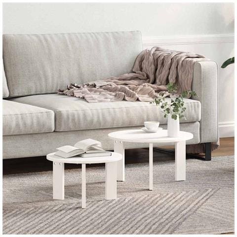 Tavolino da salotto 2 pcs Bianco 47.5 x 47.5 x 27 cm - Foto 2