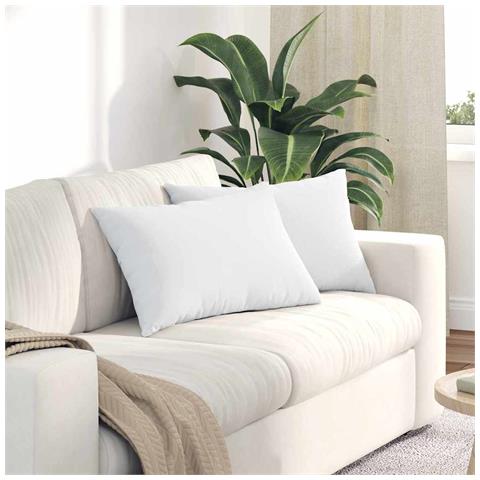 Cuscini da Divano 2 pcs Bianco 60 x 40 cm Tessuto - Foto 2