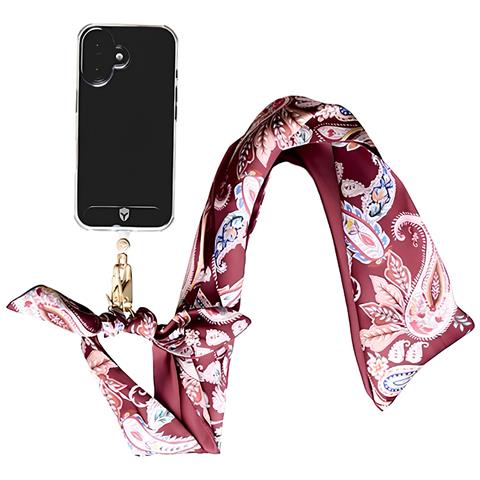 Tracolla Foulard Removibile Per Smartphone Universale Motivo Bandana, Bordeaux - Foto 1