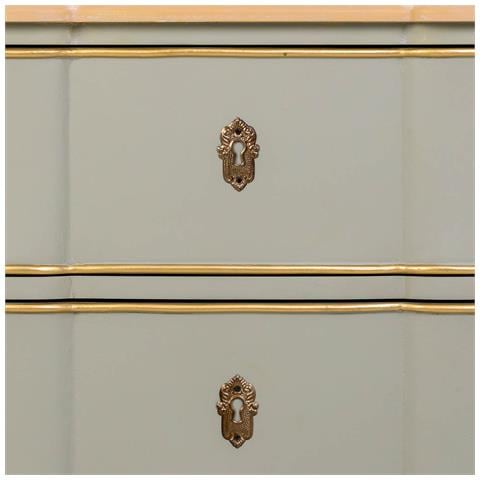 Cassettiera Antica In Legno Laccato Verde, 3 Cassetti 100x50x80 - Foto 8