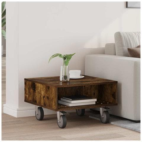 Tavolino con Ruote Rovere fumé 50,5 x 50 x 30 cm - Foto 2