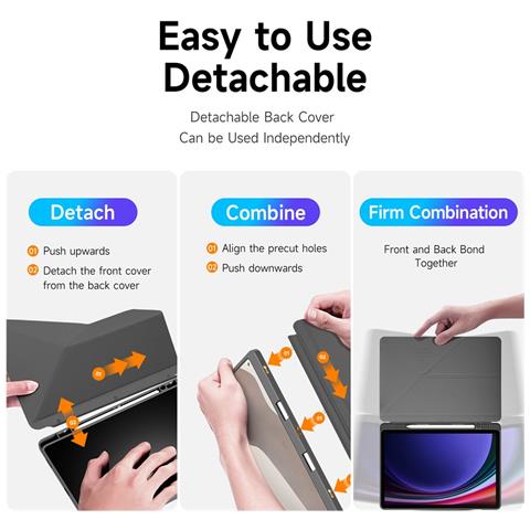 Cover per Galaxy Tab S10 FE - TPU+PC+Pelle /PU, Trasparente - Foto 4