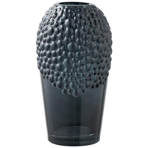 Vaso In Vetro Grigio Scuro Con Texture A Bolle Ø14×25 Cm - Foto 1