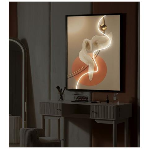 Stampa Su Tela Con Cornice E Led Astratto-multicolore-tessuto-80x4x120 Cm - Foto 8