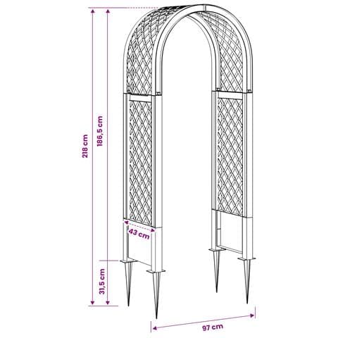 Arco di rose con punte Grigio 97 x 43 x 218 cm PP - Foto 6