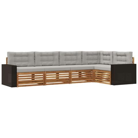 Set di divani da esterno 5 pcs Naturale e Grigio Chiaro - Foto 1