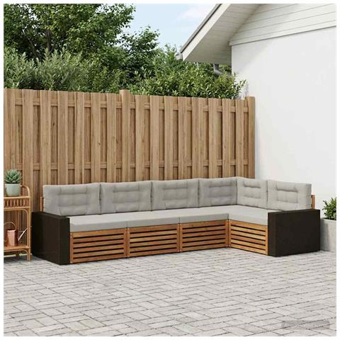 Set di divani da esterno 5 pcs Naturale e Grigio Chiaro - Foto 2