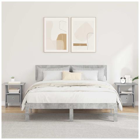 Comodino 2 pcs Grigio cemento 41 x 40 x 45 cm Legno multistrato - Foto 2