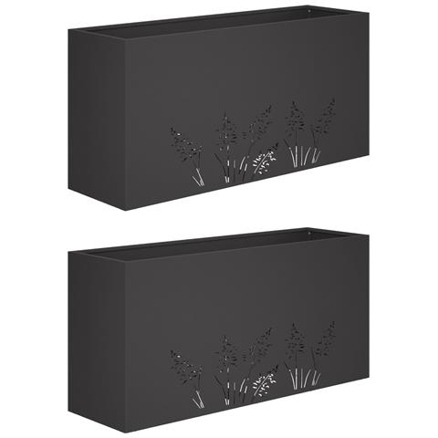 Vaso da giardino 2 pz Nero 100 x 30 x 49 cm - Foto 1