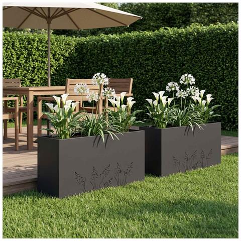 Vaso da giardino 2 pz Nero 100 x 30 x 49 cm - Foto 2