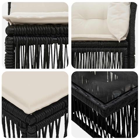 Set Divano da Giardino 6 pz Nero polyrattan - Foto 10
