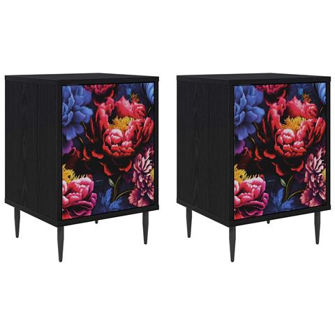 Armadio da Notte KIEL 2 pz Rovere Nero 36 x 33 x 51 cm - Foto 1