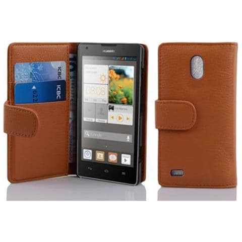 Custodia Compatibile Con Huawei Ascend G700 In Marrone Cioccolata - Coperchio Protettivo In Ecopelle Testurizzata E Tasca Per Carte Di Credito - Foto 1