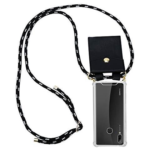 Catena Di Telefoni Cellulari Compatibile Con Huawei P Smart 2019 In Nero Argento - Coperchio Protettivo In Silicone Con Anelli D'oro, Cinturino In Corda E Custodia Staccabile - Foto 1