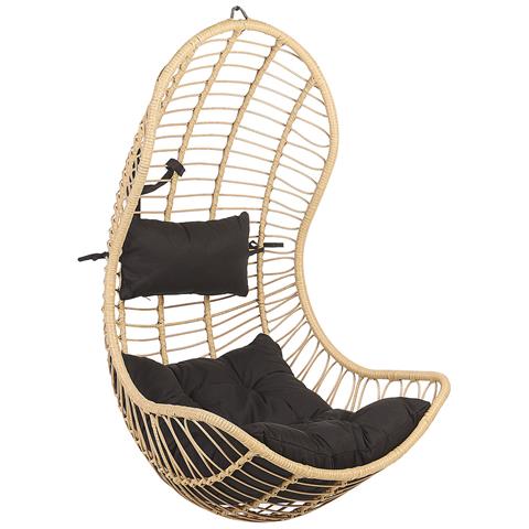 Poltrona Sospesa In Rattan Beige Con Piedistallo Pineto - Foto 14