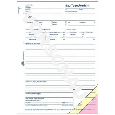 Zweckform Formularbuch ""bau-tagesbericht"", Sd, A4 - Fr Den Markt: D - L - A (1777) - Foto 2