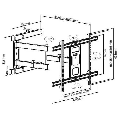 SP742 S Line Supporto da Parete per Monitor 80" Portata Max 50 Kg - Foto 2