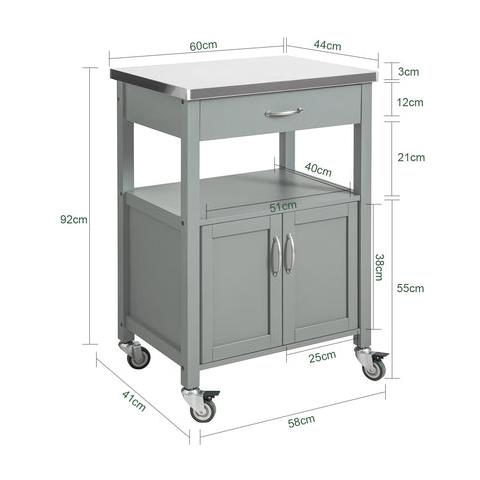 Carrello Cucina, Carrello Da Servizio Con Piano In Acciaio Colore: grigio, Fkw22-hg - Foto 2