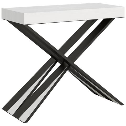 Consolle Allungabile 90x40/196 Cm Diago Small Telaio Antracite - Bianco Frassino - Foto 6