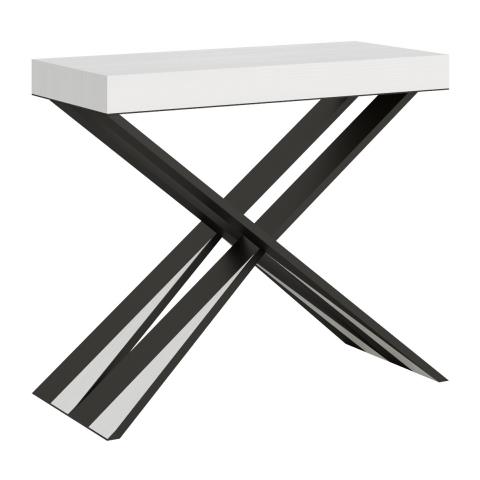 Consolle Allungabile 90x40/196 Cm Diago Small Telaio Antracite - Bianco Frassino - Foto 1