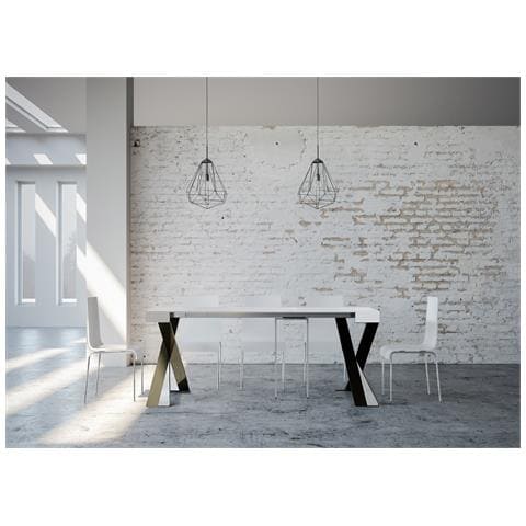 Consolle Allungabile 90x40/196 Cm Diago Small Telaio Antracite - Bianco Frassino - Foto 2