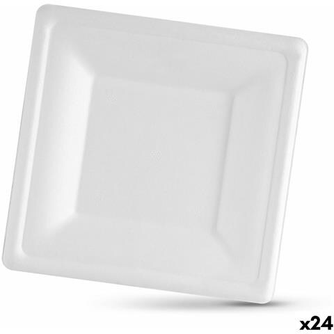 Set Di Piatti Algon Monouso Bianco Canna Da Zucchero Quadrato 20 Cm (24 Unità) - Foto 1