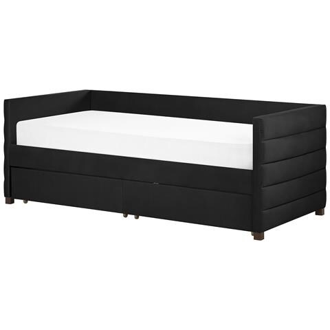 Letto Con Contenitore Velluto Nero 90 X 200 Cm Marray - Foto 6