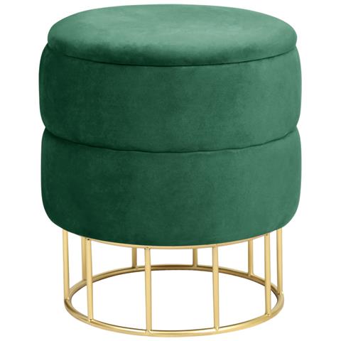 Pouf rotonda in velluto ELZA, Colore Verde Bottiglia - Foto 1