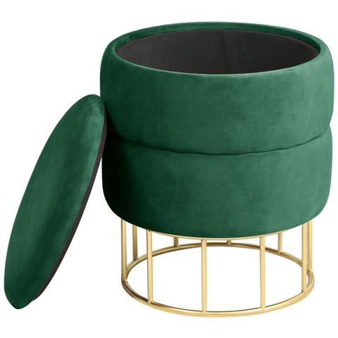 Pouf rotonda in velluto ELZA, Colore Verde Bottiglia - Foto 2