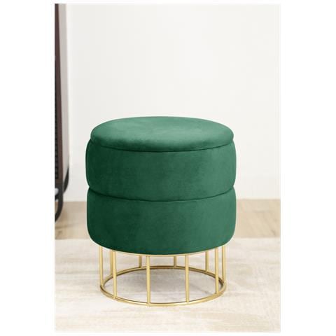 Pouf rotonda in velluto ELZA, Colore Verde Bottiglia - Foto 5