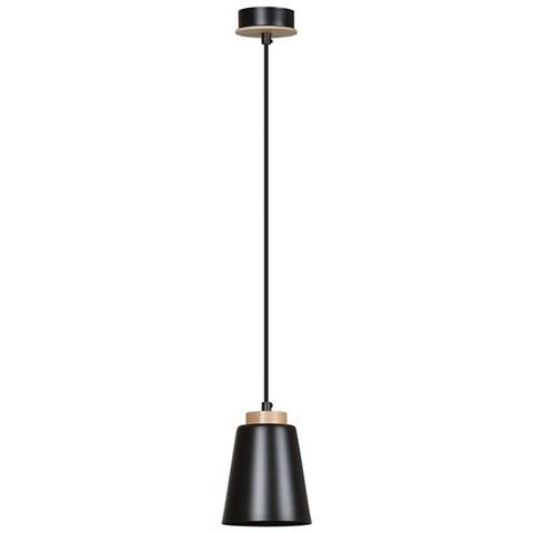 Lampada A Sospensione Bolero - Nero - Acciaio Verniciato A Polvere, Legno - 14x100x14 Cm - Foto 1