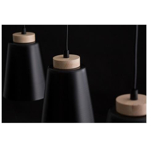 Lampada A Sospensione Bolero - Nero - Acciaio Verniciato A Polvere, Legno - 14x100x14 Cm - Foto 7