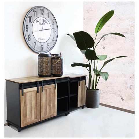 Mobile Da Interno Bar E Pub In Legno E Metallo Con Anta Scorrevole Linea Industrial - Foto 8