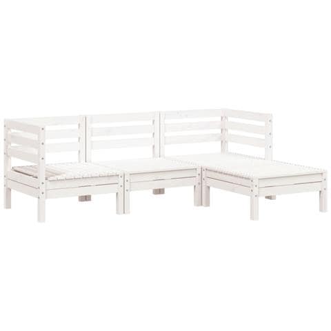 Divano Da Giardino 3 Posti Con Poggiapiedi Bianco Massello Pino - Foto 1