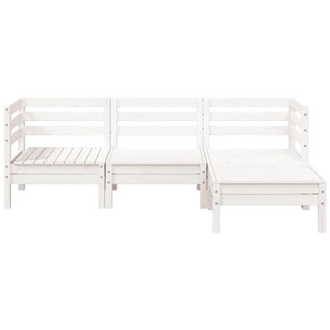 Divano Da Giardino 3 Posti Con Poggiapiedi Bianco Massello Pino - Foto 2